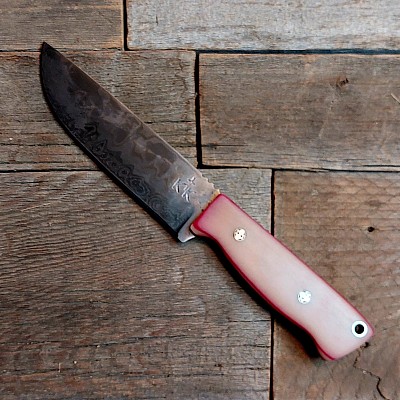 Knife 130 - drop point layered damascus with a 5 1/4