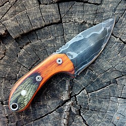 Knife 127 - drop point fossil (cutoff) damascus with a 3
