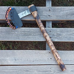 Axe 2 - the head of this axe was forged from a king pin that was used on a F650 tow truck. The bit measures 4 1/2