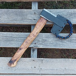 Axe 4 - this hatchet features a hand forged ball bearing damascus bit measuring 4