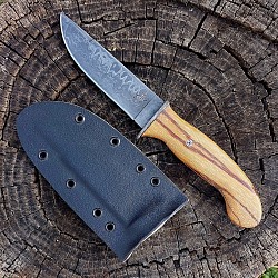 Knife 183 - straight back 206 layer (1084/15N20) ladder pattern damascus blade measuring 5