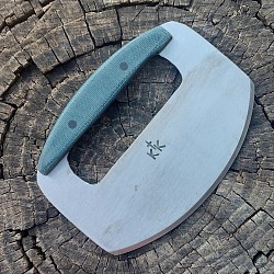 Knife 263 - ulu made from a Dewalt saw blade. The blade of this ulu measures 6