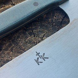 Knife 263 - ulu made from a Dewalt saw blade. The blade of this ulu measures 6