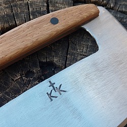 Knife 265 - ulu made from recycled Dewalt saw blade with a 6
