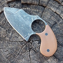 Knife 279 - finger/skinning knife made from stonewashed 5160 steel with a 3 1/2