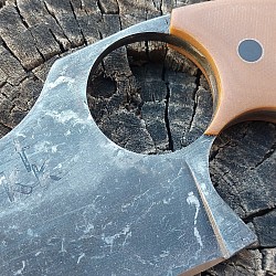 Knife 279 - finger/skinning knife made from stonewashed 5160 steel with a 3 1/2