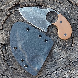 Knife 279 - finger/skinning knife made from stonewashed 5160 steel with a 3 1/2